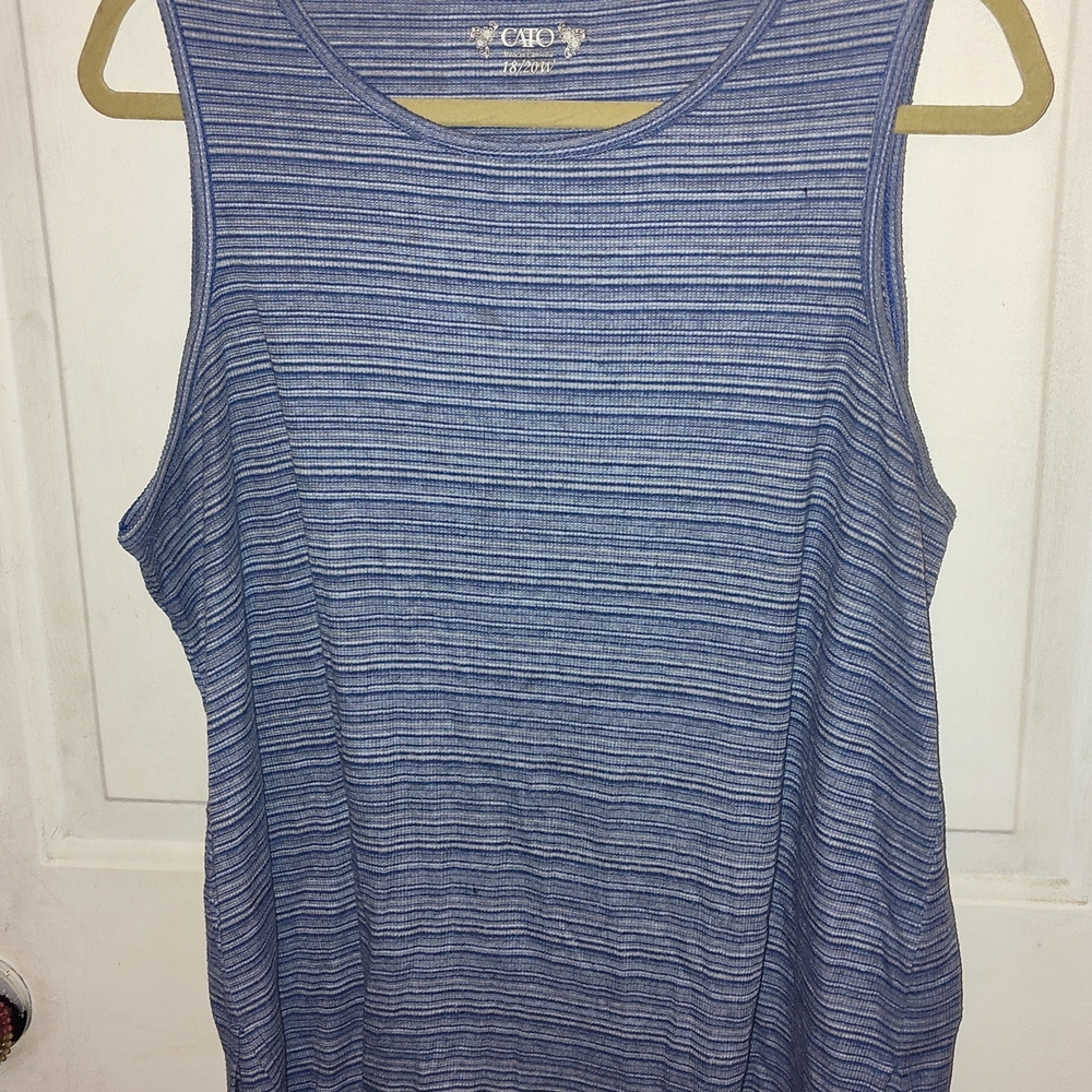 Cato Women's Blue and White Striped Tank Top
